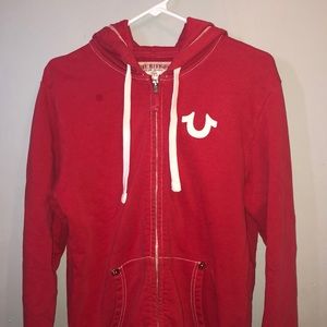 True religion red hoodie